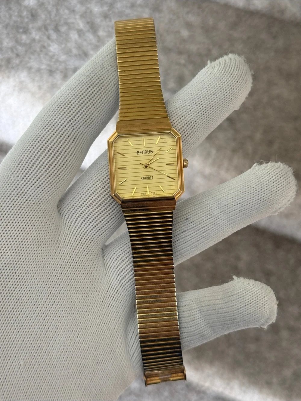 Benrus vintage Gold Tone tank Quartz Watch Mens
